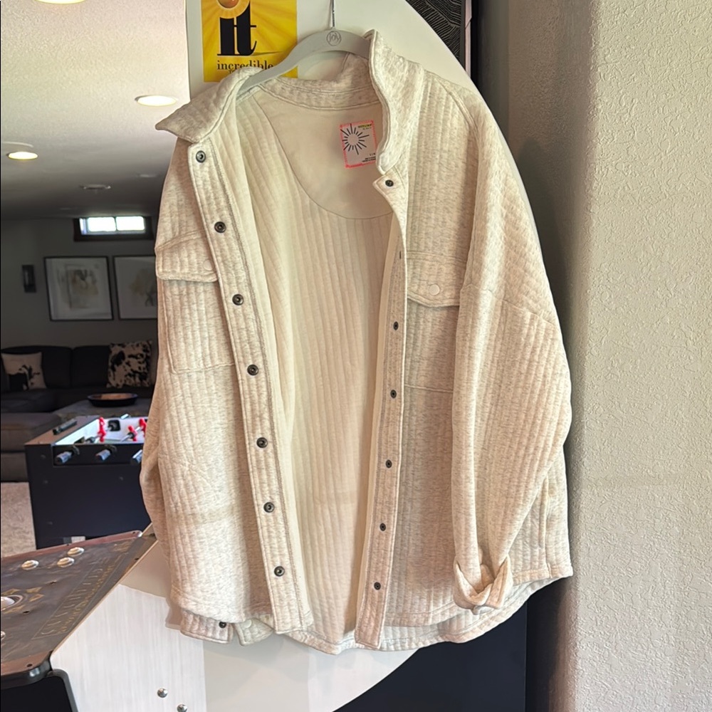 Aerie Cream Lightweight Corduroy Shacket